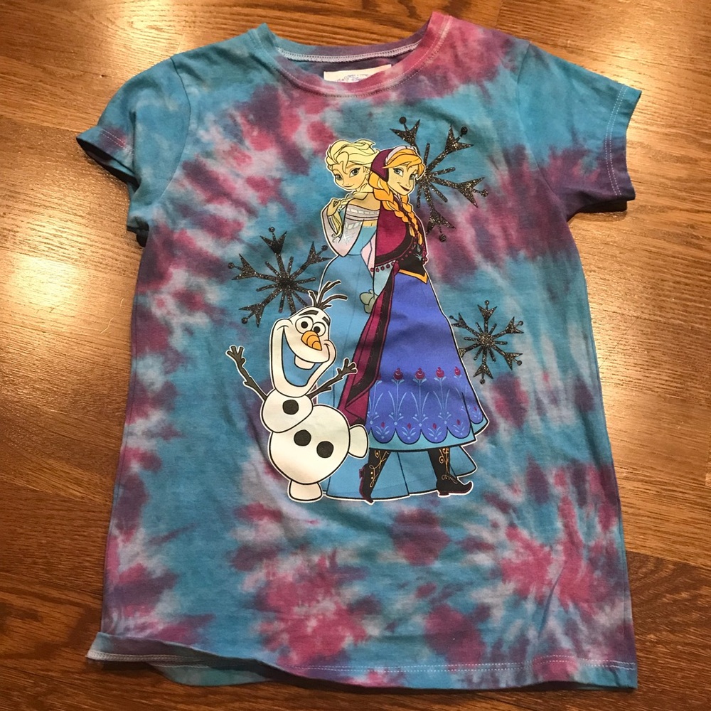 NWT Pink Blue Purple Frozen Elsa Anna Tie Dye T